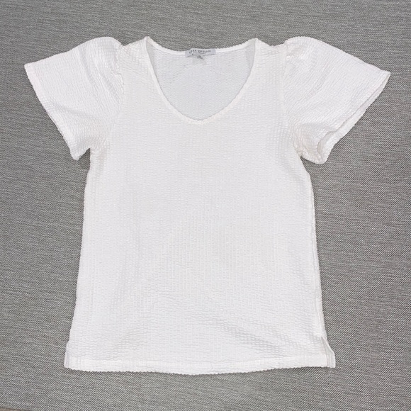 Green Envelope white textured casual short sleeve top size XS - Picture 1 of 5